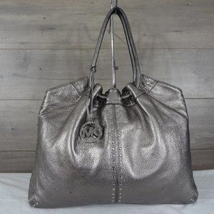 Michael Kors Silver Leather Studded Hobo Tote